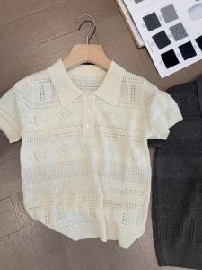 V.C.I | Elegant Hollow Lace Knit Short Sleeve T-Shirt