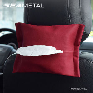 SEAMETAL Multipurpose Tissue Box Suede Tissue Bag Car Seat Back Hanging Sun Visor Paper Towel Holder For Home Office