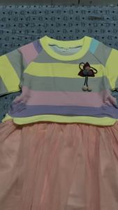 Baby Girls Dress Princess Autumn Sweater Fleece Gauze Tutu Dresses Children Clothing Long Sleeve Rainbow Stripes Dress For Girls