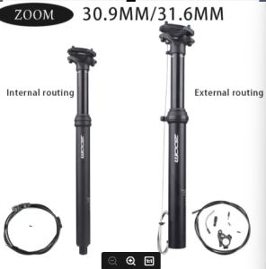 Zoom Dropper Seatpost Height Adjustable Internal External Routing Mountain Bike Dropper Seatpost 100mm Travel 27.2/28.6/30.0/30.4/30.8/30.9/31.6/33.9mm