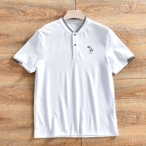 เสื้อยืดคอโปโลผู้ชายแบบลำลองระบายอากาศได้ดี แขนสั้น ทรงหลวม สไตล์ฤดูร้อน โพลีเอสเตอร์ผสมคอตตอน ใส่สบาย