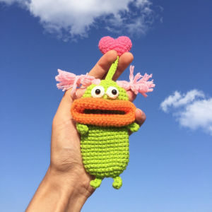 Sausage Mouth Car Keychain Crochet Woolen Cover Finished Product Creative Hanging Ornament Gift Cartoon Style Polyester Lining