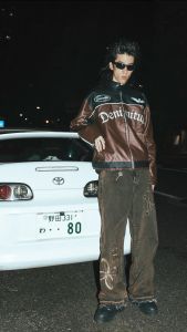 Baggy Batik Embroidered - Snowish Cognac Brown - Celana Jeans
