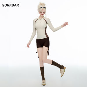 SURFBAR Womens Long Sleeved Swimsuit Diving Suit UV Sun Conservative Thin Surfer Suit Quick Dry Hot Spring Snorkeling Swimsuit N253