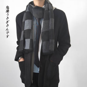 ผ้าพันคอถักหนาแบบผ้าขนสัตว์ปลอมสำหรับฤดูใบไม้ร่วงและฤดูหนาวสำหรับผู้ชายและผู้หญิง ผ้าพันคอถักลายสก็อตแบบลำลองสำหรับเยาวชน