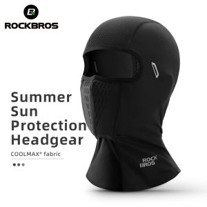 ROCKBROS Summer Ice Silk Sunscreen Facemask Outdoor Sports Motorcycle Headgear Bicycle Full Face Mask Head Cover Helmet for Cycling Hiking