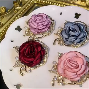 Artificial Flower Satin Rose Fabric Fake Flowers for DIY Crafts Hairpin Brooch Wedding Decor Clothes Sewing Applique