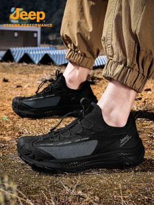 Jeep | Jeep Outdoor Sports Mens Hiking Shoes Anti-slip Breathable Lightweight No-tie Reinforced Heel Mountain Climbing Shoes
