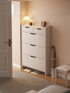 Slim Home Entry Storage Cabinet Wall-mounted Narrow Flip-down Shoe Rack