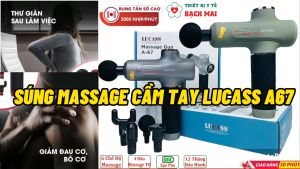 Súng Massage Cầm Tay LUCASS A67 Công Nghệ Mỹ 6 Tốc Độ 4 Đầu Massage Giảm Đau Mỏi Cơ Bắp Mát Xa Lưng Vai Cổ Toàn Thân