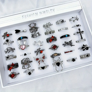 10/20Pieces Retro Gothic Spider Butterfly Halloween Ring Set For Women Men Mix Style Vintage Jewelry Party Gifts