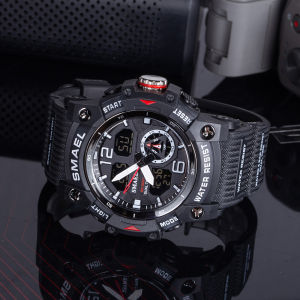 SMAEL Sport Watch Military Wristwatch for Men Alarm Stopwatch LED Digital Back Light Dual Time Display Waterproof Watch Men 8007