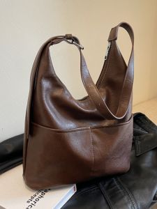 Large Capacity Womens Tote Bag 2024 New Retro Versatile Underarm Bag Commute Single Shoulder Crossbody Bag Fashion Trend Soft Surface