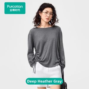 Purcotton | New Spring Summer 2026 Multi-color Loose Fit Womens Long Sleeve T-shirt