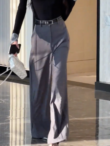 MANMI | Commuter Stylish Dark Gray Wide Leg Pants Loose Easy to Match Simple and Elegant