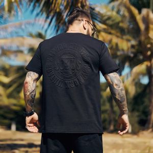 เสื้อยืดคอกลมแขนสั้นลายตัวอักษรยูนิเซ็กซ์สไตล์อเมริกัน ทรงหลวม ระบายอากาศได้ดี ป้องกันแบคทีเรีย สำหรับผู้ชาย