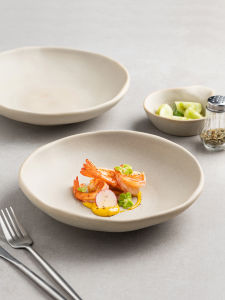 ZHIMENG | Retro Creative Uncoated Ceramic Dish Deep Serving Platter