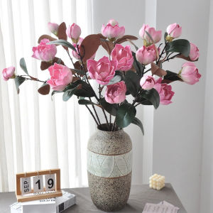 สาขาดอกแมกโนเลียประดิษฐ์แมกโนเลียสัมผัสจริง EVA ลำต้นยาวดอกไม้ปลอมการตกแต่งบ้าน