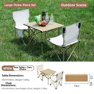 LINSI | Foldable Camping Picnic Table Aluminum Roll-up