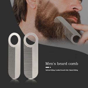 Stainless Steel Mens Beard Comb Portable Mini Oil Head Comb for Barber Mustache Care Shaping Tools Pocket Size Silver Hair Comb
