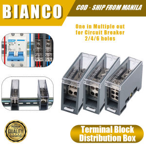 1 in 2/4/6 Out DIN Rail Terminal Connectors Distribution Blocks Box 150A/200A Universal Power Junction Case for Household Appliances Workshop Motors