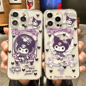 Magsafe Magnetic Cute Cartoon Kuromi Shockproof Phone Cases for iPhone 16ProMax 15ProMax 14ProMax 13ProMax 12ProMax Phone Cover for iPhone 16 15 Plus 14 12 11 13 Phone Case for iPhone 16Pro 15Pro 14Pro 13Pro 12Pro