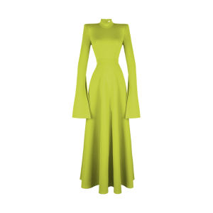 XULU Original Knitted Acetate High-End Elegant Green Fluorescent Halter Neck Sleeveless Dress Chinese Designer Womens Fashion