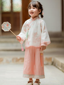 ชุดฮั่นฝูเสื้อสไตล์สาธารณรัฐจีนแบบฤดูใบไม้ผลิสำหรับเด็กผู้หญิงกางเกงขากว้างชุดโบราณแบบเรียบง่ายชุดราชวงศ์ถังสไตล์จีนสำหรับเด็กหญิงและเด็กชาย