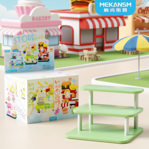 Micro-particle street scene building blocks shop model toys girls building small house toys gift
