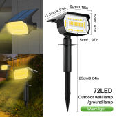 72/68 LED Solar Landscape Lights Outdoor IP65 Waterproof Solar Light with 3 Modes Solar Garden Spotlight for Yard Lawn Walkway