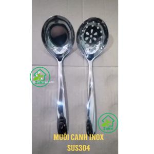 Bộ muôi nhà bếp inox SUS 304 muôi múc canh vá chan canh môi thủng ăn lẩu thép không gỉ sáng bóng