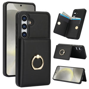 Card Case For Samsung A55 Leather Case With Ring Bracket Wallet Bag Case Mobile Phone Shell With Card Holder Cards Slot Case Casing For Samsung Galaxy A16 A26 A36 A56 A15 A35 A52 A14 A54 A13 A53 A73 A12 A52S Cover
