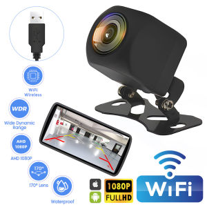 FUVOYA 1080p Wireless car rear view camera wifi 170 degree HD night vision wifi reversing camera (2.4 GHz) for iphone/ Android 12v/USB cars waterproof ip68