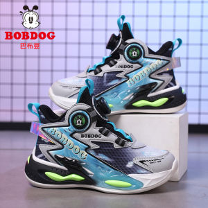 Bobdog Boys Basketball Shoes 2024 Spring Autumn Breathable Mesh Childrens Sports Shoes Rotation Button Boy Running