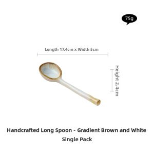 YOGEHOME | Handmade Ceramic Long Spoon Vintage Soup Spoon Home Decorative Mixing Spoon
