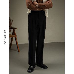 High Waist Wide Leg Cotton Casual Pants Mens Straight Cut Long Trousers Fashionable Urban Style Breathable Comfortable Fit