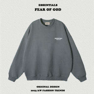 Fog Essentials round Neck Fleece Lined Mens Sweatshirt Couple Matching Casual Loose Fit Youth Fashion Autumn Winter Wear