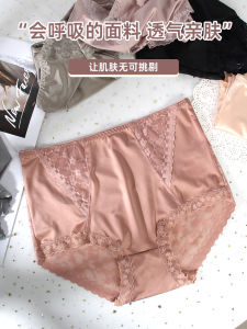 High Waist Lace Sensual Mesh Triangle Panties for Women Quick Drying Nylon Material Plant Florals Pattern Large Size 110-170kg