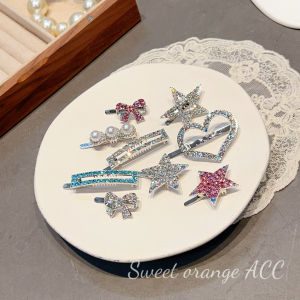 กิ๊บติดผมแม่เหล็กแบบดูดซับสไตล์เกาหลี Y2K ประดับเพชรเต็มหน้า กิ๊บติดผมด้านข้างแบบดูดซับแม่เหล็ก ดีไซน์เก๋ไก๋