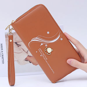 New Wallet Womens Long and Simple Fashion Zipper Bag Handphone-Friendly Clutch Bag Mother Bag Large Capacity Wallet