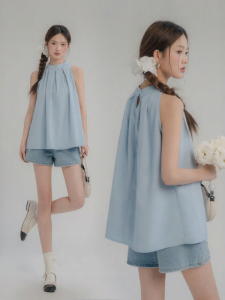 loveheynew | Áo Thun Xếp Ly Dáng Trễ Vai