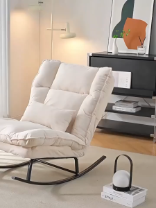 Rocking Chair Leisure Sofa Bed Adjustable Outdoor Leisure Rocking Chair with Soft Cushions Lazy Chair Relaxing Sofa Chair for Living Room Bedroom Office Dormitory