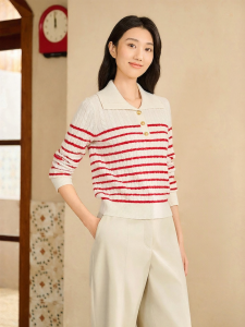 Stripe Polo Neck Sweater