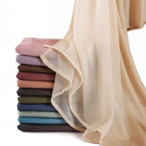 Jifang Gradient Colors Elastic Bark-like Wrinkled Crinkled Shawl Pashmina Breathable Spring Summer Muslim Hijabs Shawls Tudung YZ47