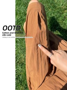 YAMIANNV | High Waist Cotton Linen Lazy Straight Leg Wide Leg Pants Ice Silk Yamamoto Five-Point Pants Casual Loose Slimming Trousers