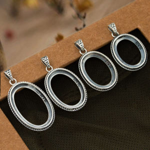 Pendant Holder Eardrop Frame DIY Silver Ring Holder S925 Sterling Silver Retro Ethnic Inlaid 15*20 16*22 17*24 18*28