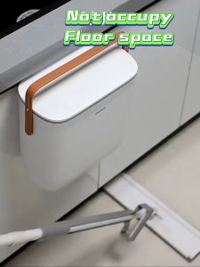 ECOCO Hanging Trash Can Wall Mounted 10L Large Capacity Trash Bin for Kitchen with Full Cover