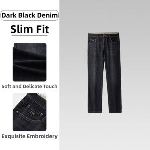 HLA | Light Business Classic Stretchy Embroidered Mens Jeans