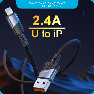 Vyvylabs 2.4A Cable สายชาร์จ USB กับ IPhone ได้อย่างรวดเร็วทนทานอัพเกรดขั้วต่อไนล่อนถักสายไฟแบบมีสาย1เมตรสายส่งข้อมูลสำหรับ IPhone 8-14 iPad
