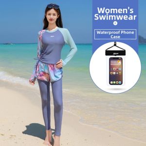 XTEP | Conservative Slimming Stomach Covering Long Sleeve Pants Separate Swimwear